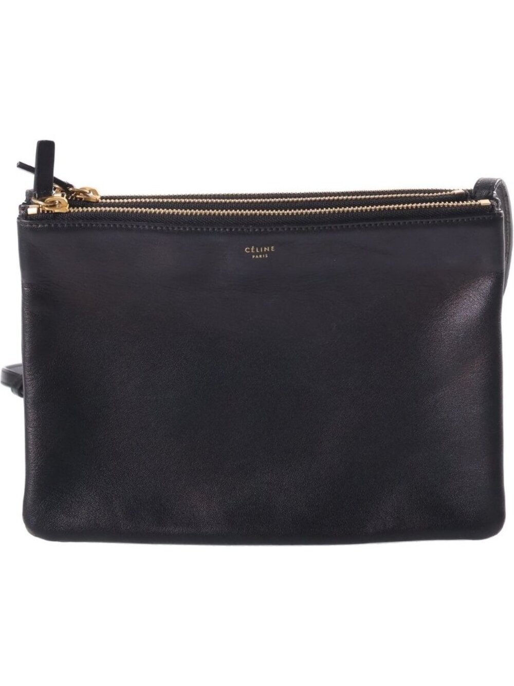 Celine Trio Small Shoulder Bag Black Leather
